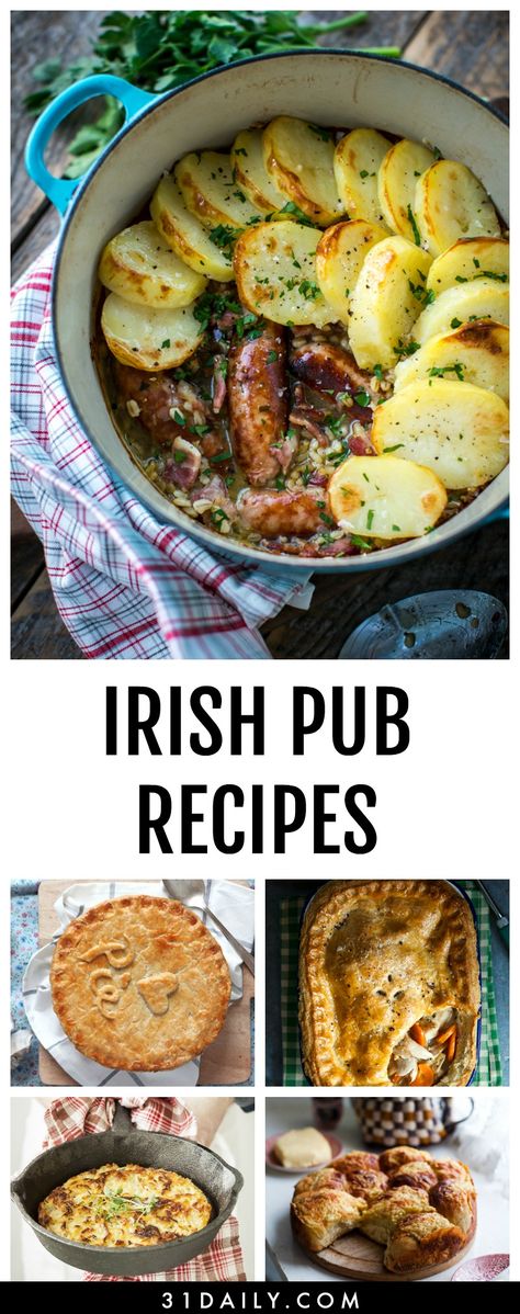 Irish Pub Recipes Perfect for St Patrick's Day | 31Daily.com Irish Pub Recipes, Pub Recipes, Irish Pub Food, Irish Dinner, Irish Recipes Authentic, 31 Daily, Irish Cooking, Irish Dishes, Irish Cuisine