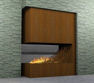 X Metal Fireplace, Wooden Fireplace, Fire Pit Designs, Unique Interior Design, Fire Features, Light My Fire, Home Fireplace, Design Exterior, Modern Fireplace