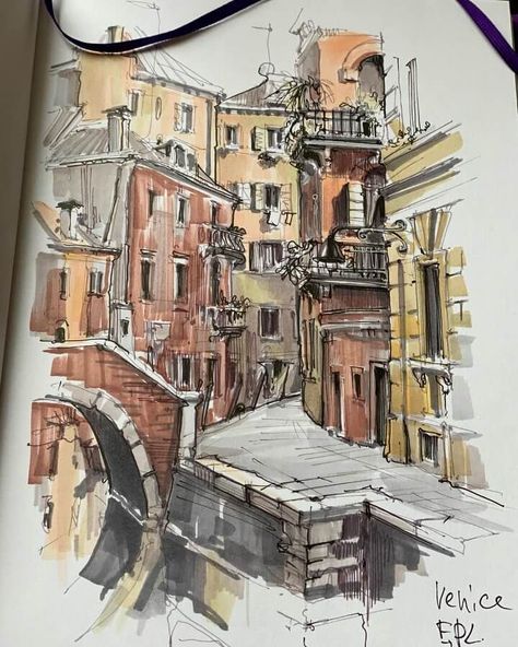 Ink and Markers Architectural Drawing Liz Steel, Sketch Architecture, Watercolor House Painting, Travel Art Journal, Travel Sketches, Sketch Markers, Watercolor Art Lessons, Sketch Inspiration, Architectural Drawings