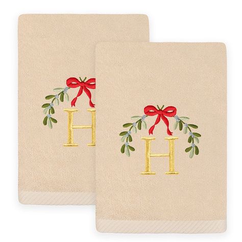 Add some festive flair to your bathroom or kitchen with this Linum Home Textiles 2-Piece Christmas Embroidered Mistletoe Monogram Luxury Cotton Hand Towel Set.Click this BED & BATH GUIDE to find the perfect fit and more! Add some festive flair to your bathroom or kitchen with this Linum Home Textiles 2-Piece Christmas Embroidered Mistletoe Monogram Luxury Cotton Hand Towel Set.Click this BED & BATH GUIDE to find the perfect fit and more! FEATURES 16"W x 30"L Pile type: loop Quick dry and highly Embroidered Hand Towels, Luxurious Christmas, Gift Letter, Monogrammed Hand Towels, Christmas Mistletoe, Towel Rug, Yellow Towels, Monogram Towels, Christmas Towels