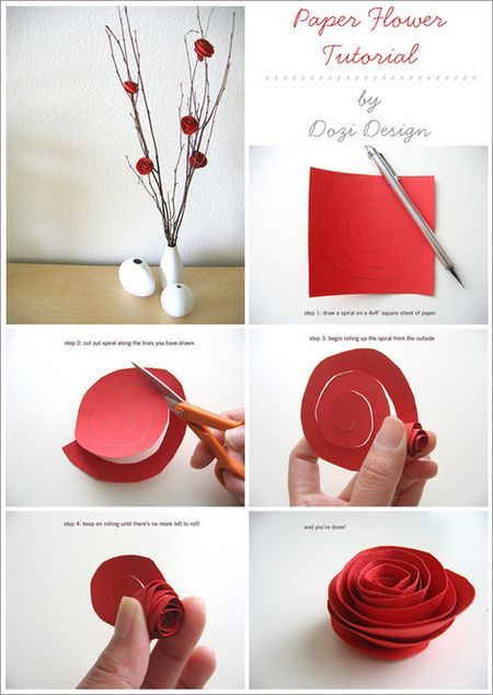 how to make paper roses. works with felt too. Saint Valentin Diy, Valentines Bricolage, Hantverk Diy, Diy Valentine's Day Decorations, Make Paper Flowers, Diy Flores, Desain Quilling, Fleurs Diy, Rose Tutorial