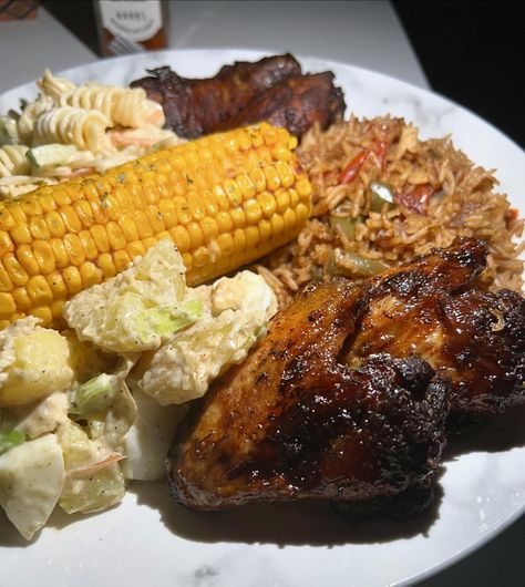 Sunday dinner with Chan 🫶🏾 I wanted a BBQ style dinner so I did just that but with no BBQ 😂 We have Honey Garlic Wings, BBQ Chicken, BBQ Rice, Buttered Corn, Pasta Salad & Potato Salad 😍 Happy Sunday Everyone 🫶🏾 ••• #foodwithchanell #sundaydinner #dinner #dinnerideas #dinnertime #jamaicanfood #cooking #cookingathome #cookingtime #cookingwithlove #bbqchicken #chickenwings #foodlove #foodgram Bbq Rice, Wings Bbq, Honey Garlic Wings, Corn Pasta Salad, Salad Potato, Garlic Wings, Corn Pasta, Chicken Bbq, Buttered Corn