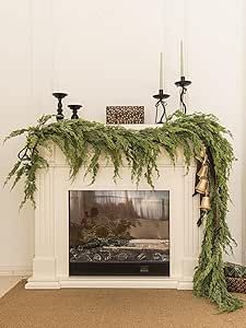 Garland On Mantle With Tv, Garland For Table, Garland On Mantle, Christmas Garland Mantle, Garland For Christmas, Fireplace Garland, Christmas Tv, Norfolk Pine, Artificial Christmas Garland