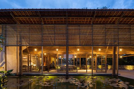 Architecture 101, Hue Vietnam, Multipurpose Hall, Water Lily Pond, Tropical Architecture, Architectural Projects, Tropical House, Construction Work, Types Of Rooms