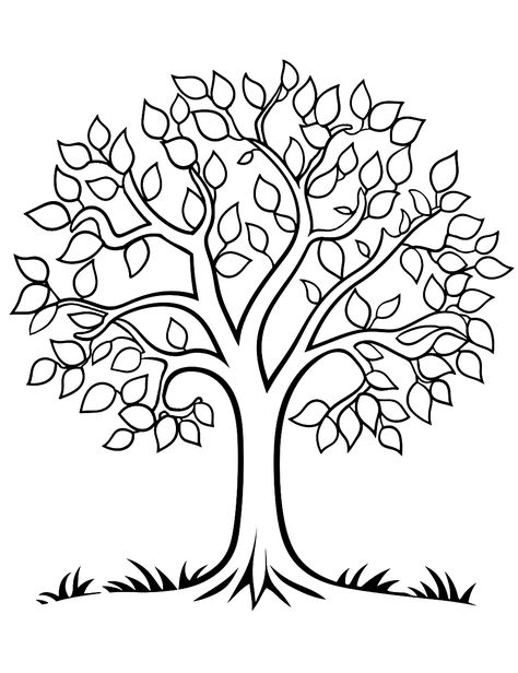 Thanksgiving Coloring Pages Free, Tree Drawing For Kids, Tree With Leaves, Free Thanksgiving Coloring Pages, Tree Coloring, Tree Outline, Thankful Tree, Thanksgiving Tree, Frog Coloring Pages