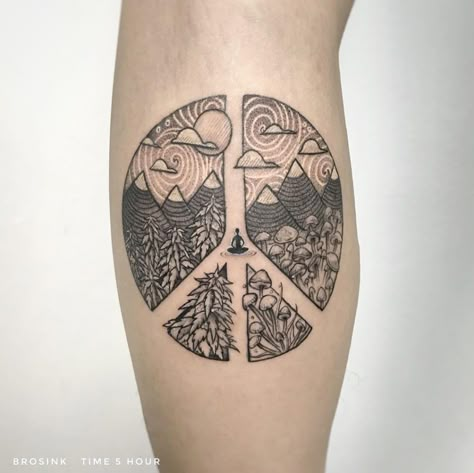 Tattoos For Peace, World Peace Tattoo, Peace Sign Tattoo Hippie, Unique Tattoos For Men Creative, Gratitude Tattoos, Hippy Tatoos Free Spirit, Peace Tattoo Ideas, Tattoos Peace, Hippy Tattoo