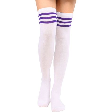 Amazon.com: Thigh High Socks Women's Retro Striped Long Knee High... ($9.99) ❤ liked on Polyvore featuring intimates, hosiery, socks, striped knee socks, purple thigh high socks, knee socks, striped tube socks and purple knee high socks Purple Thigh High Socks, Thigh High Tube Socks, Striped Thigh High Socks, Striped Tube Socks, Striped Knee High Socks, Purple Socks, Sports Outfit, Electron Microscope, Thigh High Socks