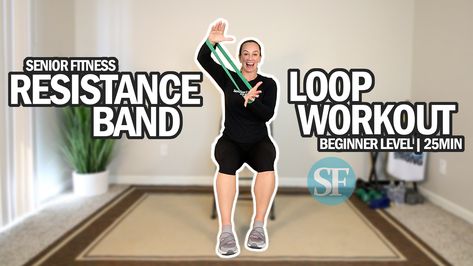 Full Body Resistance Band Loop Workout For Seniors And Beginners | All Seated | 25Min - Senior Fitness With Meredith Seated Resistance Band Exercises For Seniors, Seated Resistance Band Exercises, Resistance Band Exercises For Beginners, Loop Workout, Resistance Band Loop Exercises, Mini Band Exercises, Loop Band Exercises, Resistance Band Ab Workout, Resistant Band Workouts