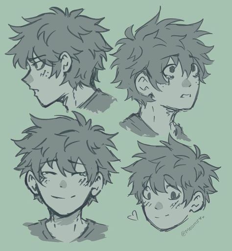 Deku Hair Drawing Tutorial, How To Draw Deku's Hair, Men Haircut Styles Drawing, Person With Horns Drawing, Mha Drawing Reference, Boy Hair Drawing Sketches, Izuku Midoriya Hair, How To Draw Deku, Boy Hair Drawing Reference