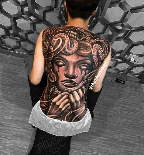 Full back piece with medusa style only @thelifeink bali Full Back Tattoo, Full Back Tattoos, Back Piece, Back Pieces, Back Tattoo, Bali, Tattoos, Quick Saves