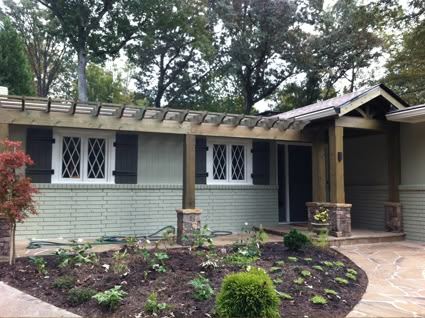 Add Pergola To Front Of House, Front Porch Pergola Ideas Ranch Style, Adding A Pergola To Front Of House, Front Porch Add On, Front Porch Pergola Entrance, Pergola On Front Of House, Front Pergola, Front Door Pergola, Exterior Facelift