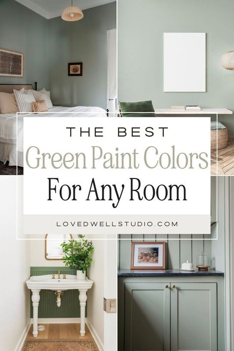 Bring the outdoors in with these gorgeous green paint colors for any room in the house. If you want to create a calm space that evokes connection with nature or love cottage chic style, green paint colors are the way to go. These are my top whole house green interior paint colors, ranging from pale green all the way to deep and rich dark green paints! Whether you’re planning a complete home renovation or just looking to refresh a room, these green paint colors will help you transform your space. Best Green For Dining Room, White Paint Benjamin Moore, Top Green Paint Colors, Green Interior Paint Colors, Green Painted Rooms, Colors To Brighten A Room, Pale Green Walls, Best Green Paint Colors, Green Interior Paint