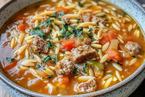 Marry Me Sausage Orzo Soup, Sausage Orzo Soup, Sausage Orzo, Gluten Free Dairy Free Dinner, Orzo Soup Recipes, Orzo Soup, Gooseberry Patch, Chicken Orzo Soup, Chowder Soup