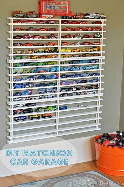 DIY Toy Car Organizer and other great ways to organize your kids toys Black Pipe Shelving, Toy Car Display, Ikea Toy Storage, Ikea Toys, Diy Playroom, Storage Kids Room, Kid Toy Storage, Kids Room Organization, Ikea Storage