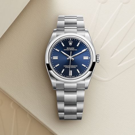 Rolex Rolex Blue, Swiss Watches For Men, Watches Rolex, Mens Fashion Watches, Expensive Watches, Oyster Bracelet, Mens Fashion Inspiration, Blue Watches, Hand Watch