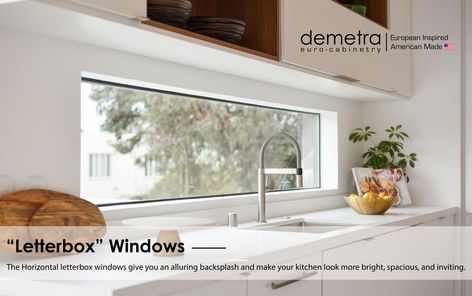 Window Behind Kitchen Cabinet, Letterbox Window Kitchen, Horizontal Kitchen Window, Horizontal Window Kitchen, Backsplash Window Kitchen, Window Kitchen Backsplash, Kitchen With Low Windows, Window Backsplash Kitchen, Kitchen Backsplash Window