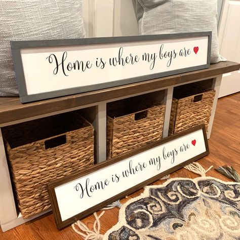 Excited to share this item from my #etsy shop: Home is where my boys are farmhouse sign. Home decor. Farmhouse decor. Fixer upper decor. Farmhouse sign. Gift for mom. Framed sign. #wedding #christmas #framing #entryway #walldecor #framedhomesign #farmhousesign #farmhousedecor #fixerupper Home Is Where The Herd Is Sign, Home Is Where My Boys Are Sign, Boho Farmhouse Wood Signs, Living Room Signs Quote Farmhouse, Wooden Signs For The Home “family”, Fixer Upper Decor, Farmhouse Signs, Rustic Signs, Diy Wall Decor