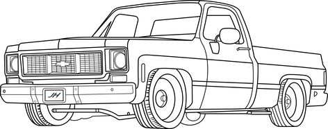 Truck Coloring Pages Free Printable, Truck Sketch, Chip Foose, Coloring Designs, Color Drawing Art, Truck Coloring Pages, Adult Coloring Designs, Color Drawing, Chevrolet C10