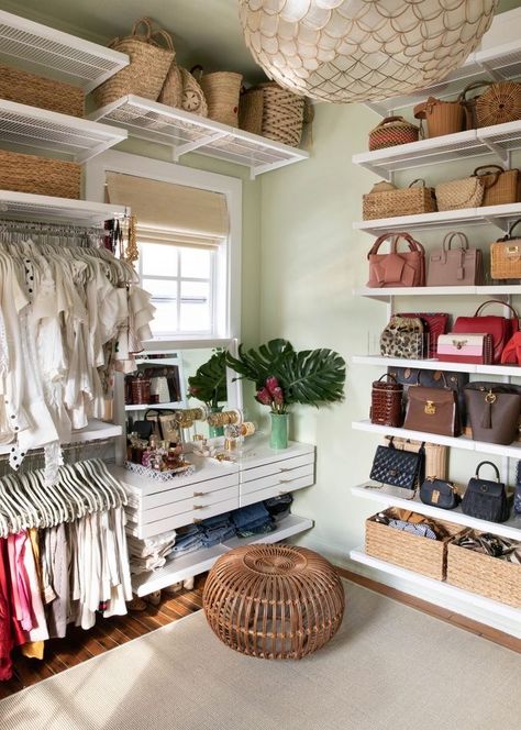 Boho Dressing Room, Spare Room Walk In Closet, Bedroom Turned Closet, Stephanie Hill, Chic Dressing Room, Spare Bedroom Closets, Spare Room Closet, The Style Bungalow, Dream Dressing Room