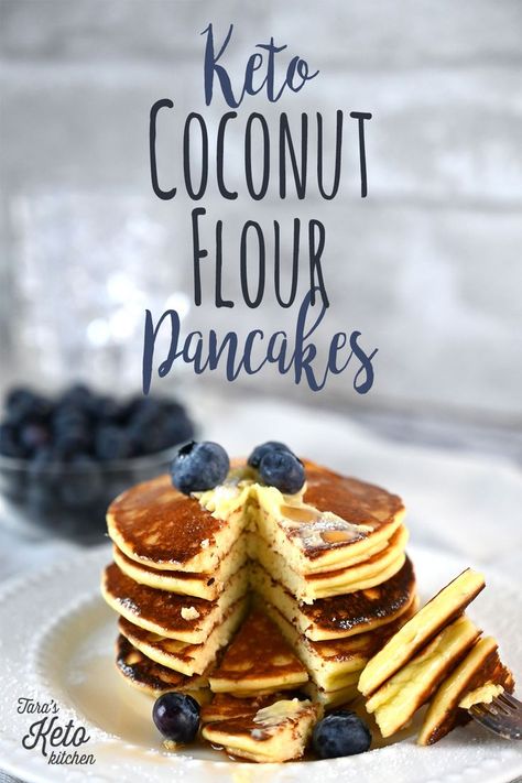 Keto Pancakes that taste just like the real thing. Drizzle on a little maple lankanto syrup for an extra sweet indulgence! #TarasKetoKitchen #Ketorecipe #Ketodiet https://wholebodyliving.com/keto-coconut-flour-pancakes/ Got some recipe request? Post on the comment below! Fluffy Coconut Flour Pancakes, Coconut Flour Waffles, Coconut Flour Pancakes Recipe, Coconut Flour Pancakes, Baking With Coconut Flour, Coconut Pancakes, Flour Pancakes, Keto Pancakes, Healthy Breakfasts