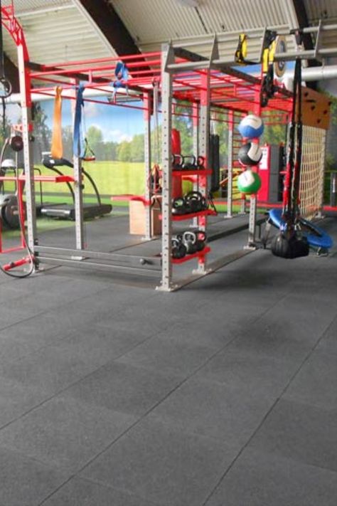 rubber gym flooring weight room Basement Diy, Gym Basement, Best Flooring For Basement, Home Gym Basement, Rubber Floor Tiles, Gym Flooring Rubber, Gym Floor Mat, Home Gym Garage, Workout Room Home