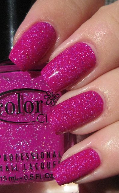 Fushia Glitter Nails, Fuchsia Glitter Nails, Nail Colors With Glitter, Bright Pink Glitter Nails, Nails Fucsia Hot Pink, Hot Pink Sparkle Nails, Bright Pink Nails With Glitter, Sparkle Pink Nails, Fuchsia Pink Nails