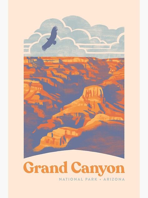 "Grand Canyon National Park" Art Print by Waynem79 | Redbubble National Park Art, Geometric Mountain, National Park Posters, Park Art, Grand Canyon National Park, Stationery Cards, Folded Cards, Mini Art, Grand Canyon