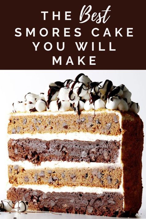 S’mores Bar Cake, Smores Sheet Cake, Smore Cake Recipe, Smores Wedding Cake, Smores Cookie Cake, Summer Chocolate Cake, Toasted Marshmallow Frosting, Smore Cake Birthday, S’mores Cake Recipe