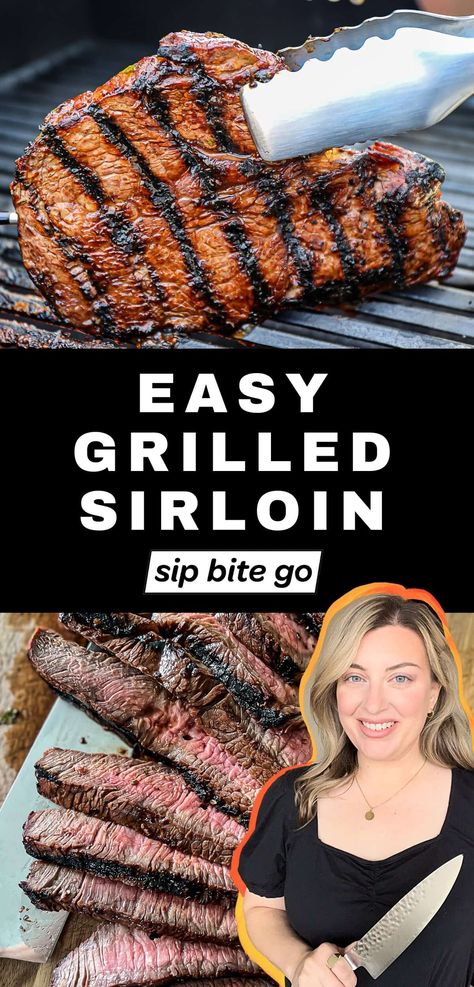 Grilling Sirloin Steak, Grilled Sirloin Steak Recipes, Sirloin Marinade, Steak On Gas Grill, Grilled Sirloin Steak, Sirloin Steak Recipe, Gas Grill Recipes, Grilled Sirloin, Skirt Steak Marinade