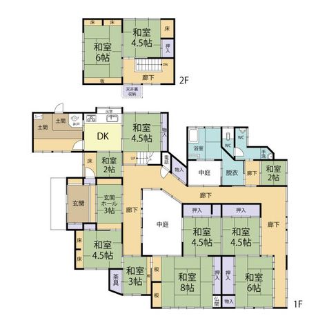 [65052] Yamane Kominka | Yanai City Yamaguchi Pref | Traditional Japanese Houses for sale Traditional House Floor Plans, Japanese Home Floor Plan, Japanese Traditional House Floor Plans, Japanese Traditional House, Traditional Japanese Home, Japanese Houses, Air Raid Shelter, Bedroom Traditional, Traditional Japanese House