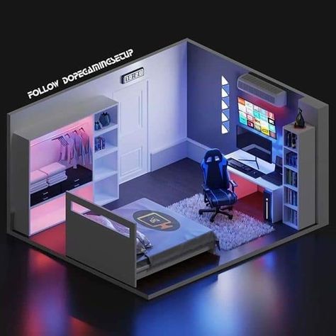 Small Gaming Room Ideas, Gaming Bedroom, Gamer Bedroom, Small Game Rooms, Mens Bedroom Decor, Computer Gaming Room, Gamer Room Decor, Video Game Room Design, Boy Bedroom Design