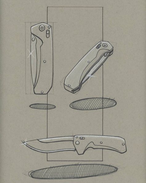 Pocket Knife Drawing, Knife Draw Sketches, Knife Sketch, Orthographic Drawing, Knife Drawing, Make A Character, Inspiration Painting, Knife Art, Knife Design