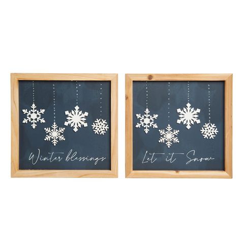 Blue & White Framed Snowflake Wall Prints Snowflake Bedroom, Snowflake Wall Decor, Nut And Bolt Storage, Snowflake Wall, Beaded Snowflake, Beaded Snowflakes, Black Friday Christmas, Wall Accent, Christmas Décor