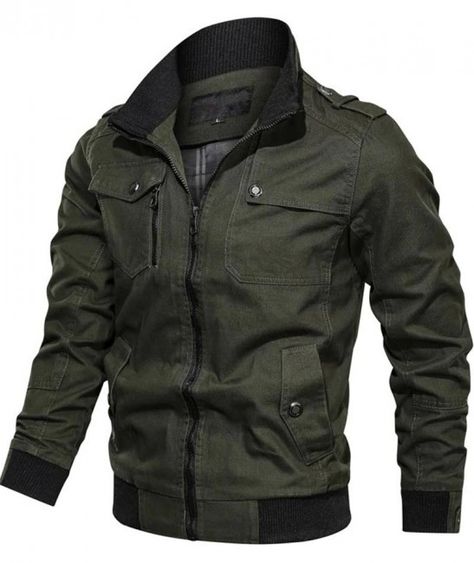 Green Jacket Men, Jacket Coat Fashion, Cotton Jacket Men, Mens Military Jacket, Slim Fit Coat, Tactical Jacket, Windproof Jacket, Winter Chic, Men Plus Size