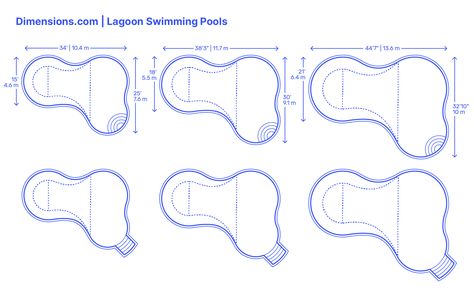 Irregular Shape Swimming Pool, Lagoon Shaped Pool, Curved Swimming Pool Design, Curvy Pool Design, Bean Shaped Pool, Swimming Pool Shapes, Curved Pool, Swimming Pool Dimensions, Pool Layout