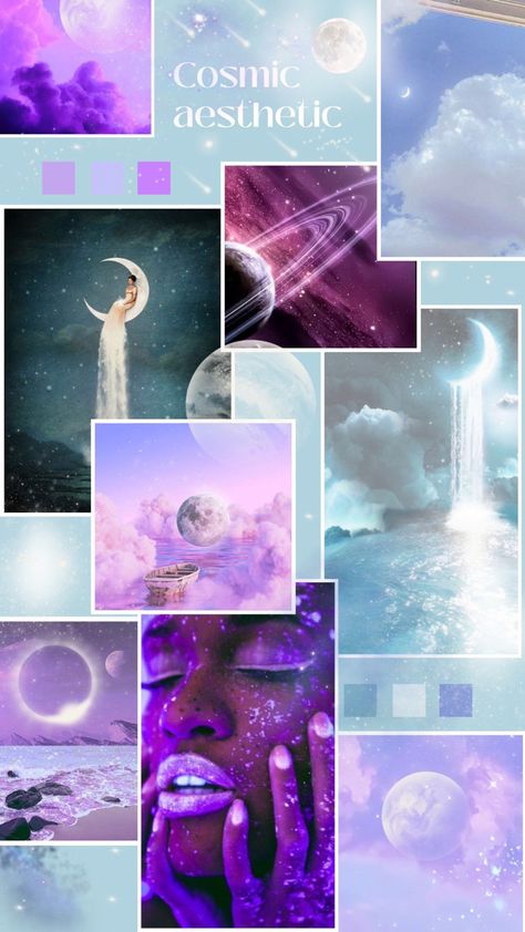 Galaxy Inspiration Board, Purple Cosmic Aesthetic, Galaxy Theme Mood Board, Cosmic Core Aesthetic, Celestial Mood Board, Cosmic Colour Palette, Cosmic Moodboard, Galaxy Core Aesthetic, Cosmic Color Palette