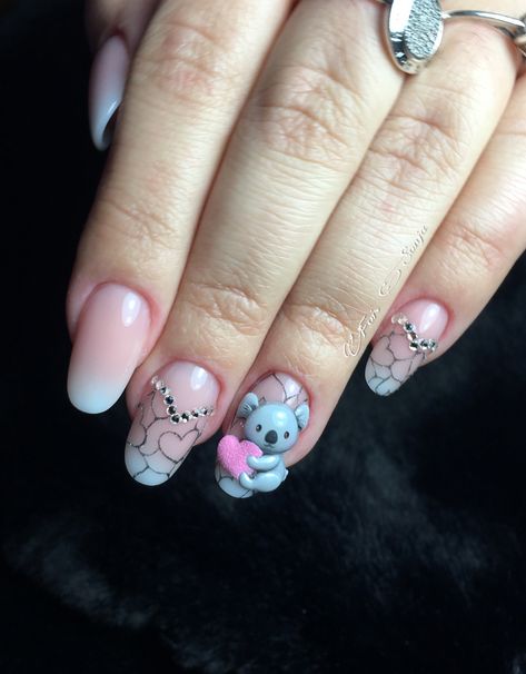 Koala Nails, 3d Gel Nails, Gel Nails Art, Nail And String Art, Nail Art Idea, Nails Inspired, Nail Art Gel, Nails For Kids, Best Nails