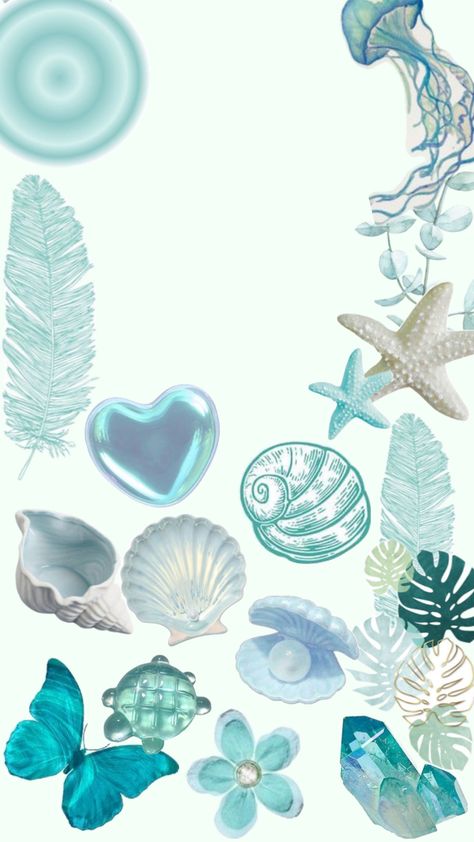 Aesthetic collage cyan turquoise Cyan Wallpaper Aesthetic, Turquoise Stickers, Cyan Wallpaper, Bow Wallpaper Iphone, Beach Collage, Turquoise Aesthetic, Ipad Layout, Bow Wallpaper, Stickers Aesthetic