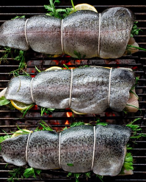 Whole Rainbow Trout Recipe Grilled, Whole Trout Recipes Grilled, Whole Grilled Fish, Grilled Lake Trout Recipes, Smoked Steelhead Trout Recipe, Grill Trout Recipes, Grilled Trout Recipes In Foil, Stuffed Trout Recipes, Grilled Rainbow Trout Recipe