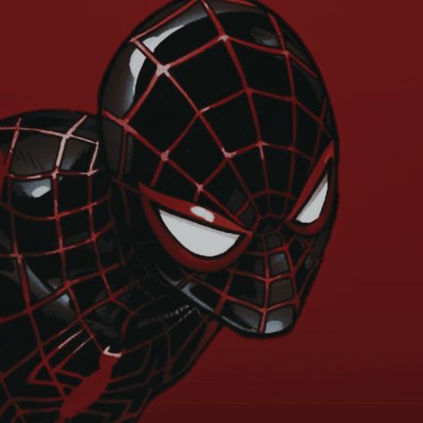 Spider Man Pfp Miles Morales, Spiderman Red Aesthetic Icon, Aesthetic Spider-man Widget, Spiderman Aesthetic Miles Morales, All New All Different Spiderman, Spiderman Pfp Miles, Red Comic Aesthetic, Spiderman Into The Spiderverse Widgets, Miles Morales Pfp Icon