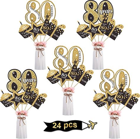 50th Birthday Party Centerpieces, 90th Birthday Centerpiece, Golden Birthday Party, Happy Birthday Cheers, 80th Birthday Party Decorations, Golden Birthday Parties, Glitter Table, 50th Birthday Party Decorations, Birthday Table Decorations