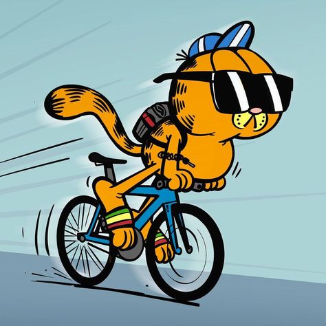 Bicycle Cartoon, Cartoon Bicycle, Cartoon Bike, Bike Cartoon, Drawing Flames, Stickers Bike, Bicycle Drawing, Garfield Images, Garfield Christmas