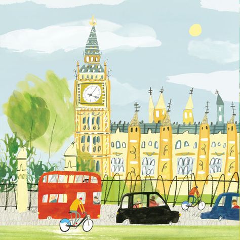 London! London Drawing, London Illustration, Big Ben London, City Illustration, Travel Illustration, London Calling, Travel Wall Art, Childrens Illustrations, Children's Book Illustration