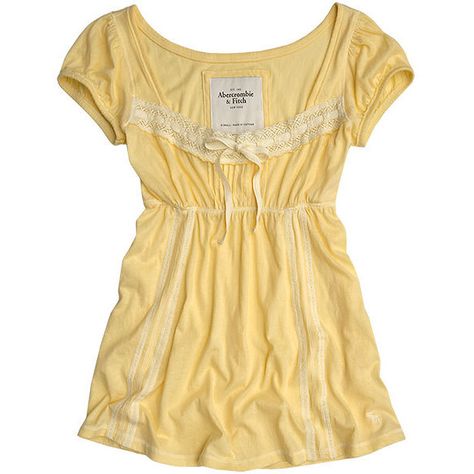 Abercrombie & Fitch > Women > Classic Knits > Betsy ❤ liked on Polyvore featuring tops, shirts, yellow, abercrombie, abercrombie fitch shirt, yellow knit top, knit tops, yellow top e beige top Top With Lace Trim, Yellow Knit, Beige Top, Yellow Top, Abercrombie And Fitch, Babydoll Top, Knit Tops, Satin Bow, 2000s Fashion