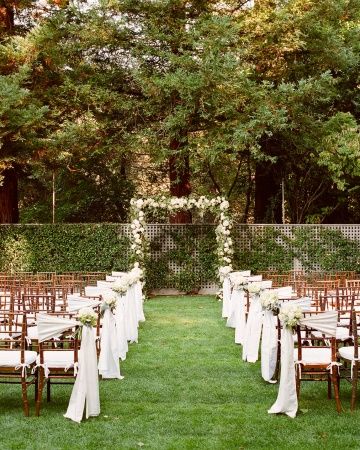 meadowood ceremony alison - Google Search Outdoor Wedding Altars, Wedding Altar Decorations, White Tent Wedding, Outdoor Wedding Reception Decorations, Wedding Ceremony Chairs, Wedding Chair Sashes, Wedding Backyard Reception, Backyard Reception, Wedding Ceremony Ideas