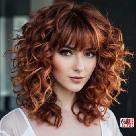 50. Messy Copper Brown Hair with Bangs | 60 Best Curly Hairstyles With Bangs For A Stunning Look! Welcome to the world of irresistible curls and chic bangs! If you're ready to embrace a bold and beautiful transformation, you've come to the right place. In this comprehensive guide, we'll navigate the exciting realm of curly hairstyles with bangs, showcasing the 60 best. Red Ginger Curly Hair, Long Natural Curly Hair With Bangs, Copper Ombre Curly Hair, Straight Bangs Curly Hair Natural Curls, Natural Curly Red Hair, Red Curly Hair With Highlights, Curly Copper Hair With Highlights, Red Curly Hairstyles, Curly Hair W Bangs