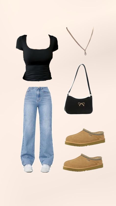 Clean girl Uggs Coquette, Sweetheart Neckline Shirt, Coquette Clean Girl, Clean Girl Aesthetic, Baggy Pants, Teardrop Necklace, Clean Girl, Sweetheart Neckline, Necklaces