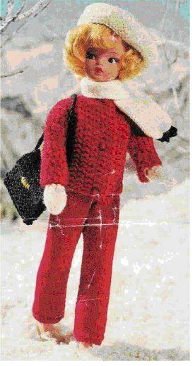 Free Barbie, Barbie Knitting Patterns, Barbie Dress Pattern, Knitted Doll Patterns, Barbie Doll Clothing Patterns, Knitting Dolls Clothes, Crochet Barbie Clothes, Ski Outfit, Sindy Doll