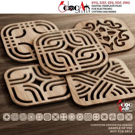 Cnc Coasters, Electronic Scrap, Laser Cut Coaster, Cnc Ideas, Cricut Print And Cut, Laser Projects, Tea Coaster, Wooden Coasters, Digital Svg