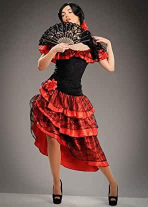 Amazon.co.uk : flamenco fancy dress Flamenco Outfit, Mexican Traditional Clothing, Matador Costume, Black Ruffled Dress, Spanish Costume, Dancer Style, Rose Costume, Flamenco Costume, Spanish Dress